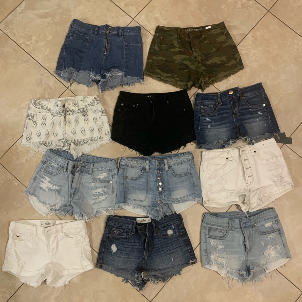 high rise denim shorts